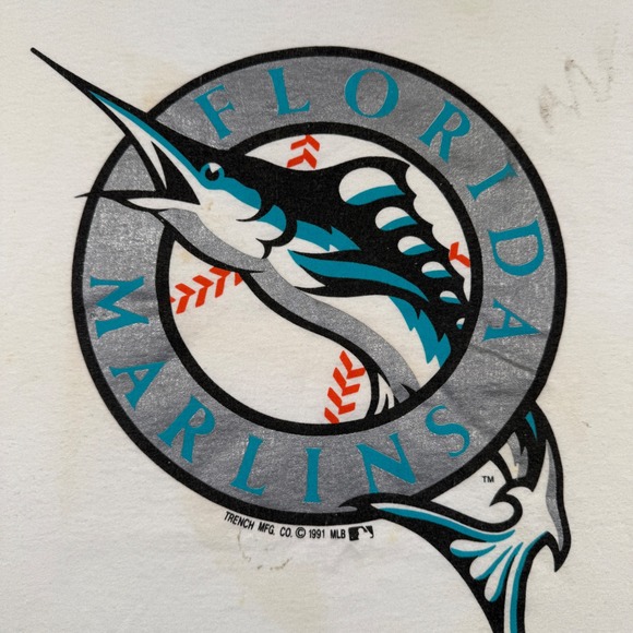 Vintage 90s Hanes Florida Marlins MLB Baseball Tee Single Stitch Made in USA XXL - Picture 3 of 6